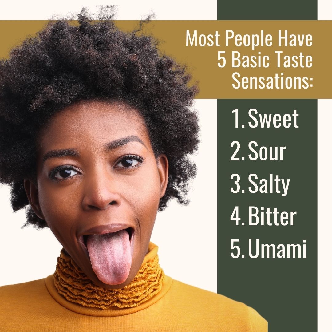 We have 5 primary taste sensations that can be categorized into the ones you see here! When we eat something, our taste buds send us a message telling us something about what we just ate. 👅 #taste #TasteSensations #TasteBuds #tongue