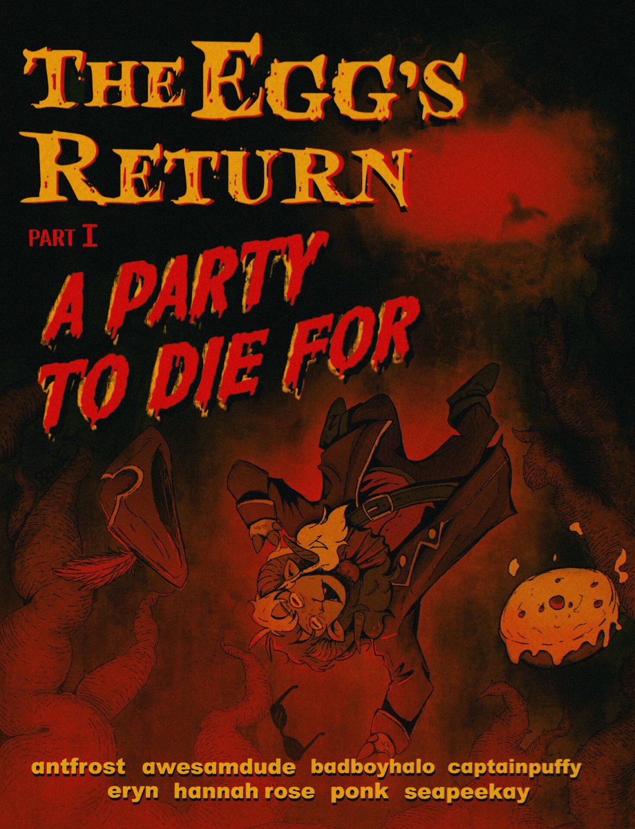 putridbenny's tweet image. what an eggcellent party &amp;gt;:) 🎂🩸 #dsmpfanart #captainpuffyfanart #egglore