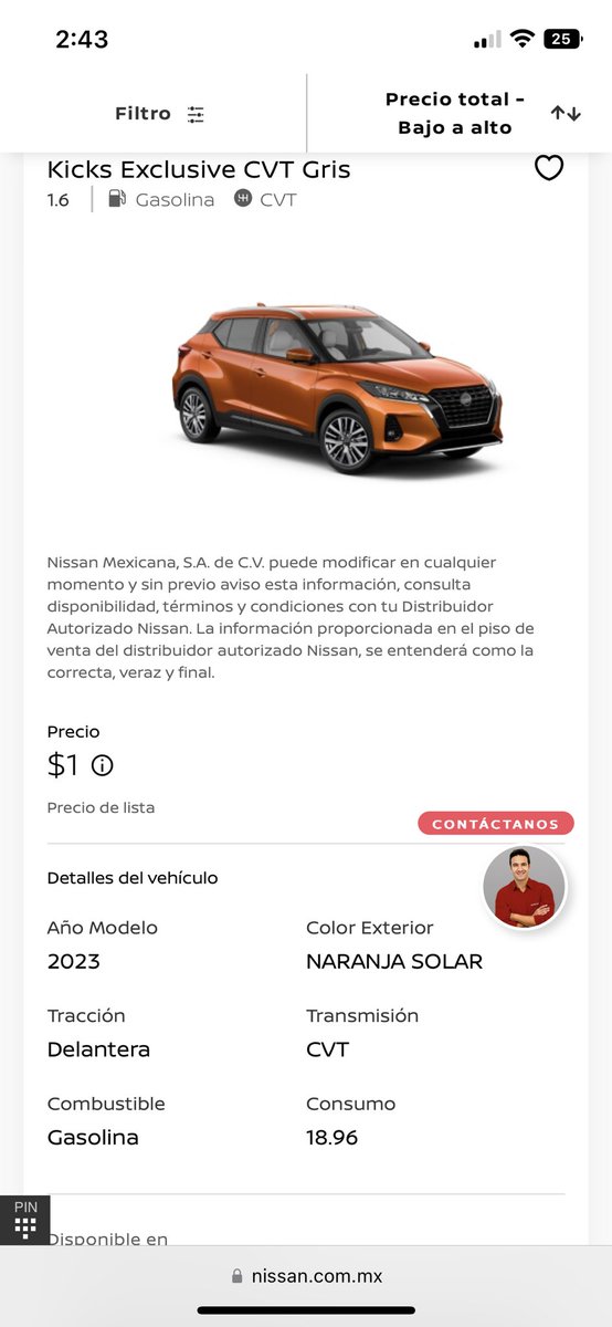 CesarRomo85's tweet photo. Me ayudas @Profeco no me quieren respetar el precio la @Nissan_mx tu dime como le hacemos https://t.co/6jw75BBCMK