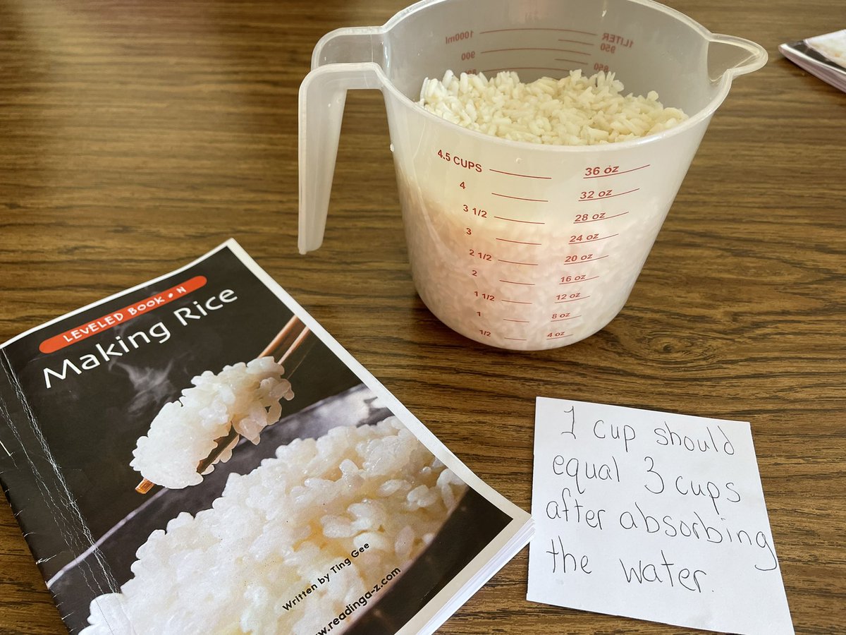 becky_bouldin's tweet photo. We had so much fun experimenting with and investigating information from our books this week! @VirginiaCrossEl #ComparingIngredients #TryingtheLemonRollTrick #RiceAbsorbingWater #GreatDayOfLearning https://t.co/s72XESORUv