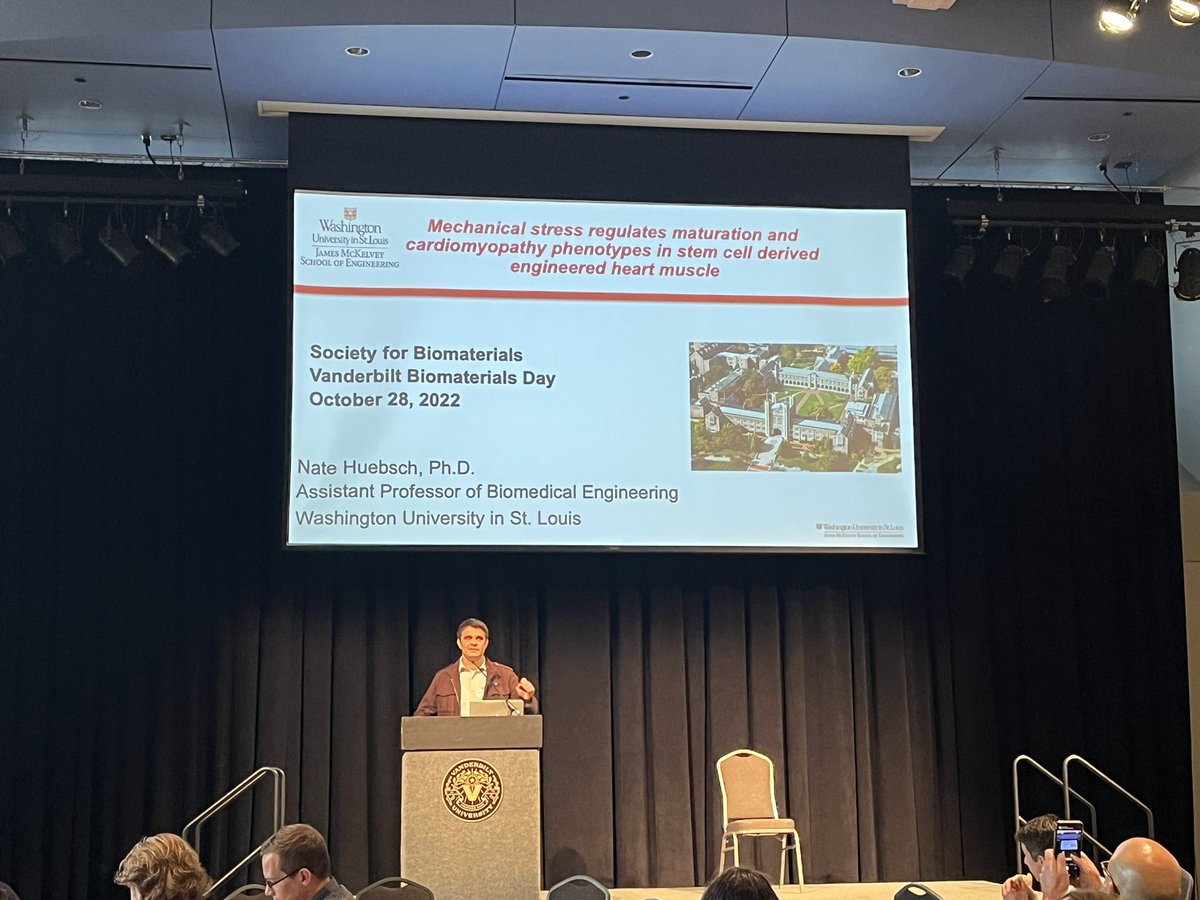 Starting our last research session of the day with talks by Nate Huebsch, Alexandra Rutz, and Stacey Schutte! #VandyBiomaterialsDay2022