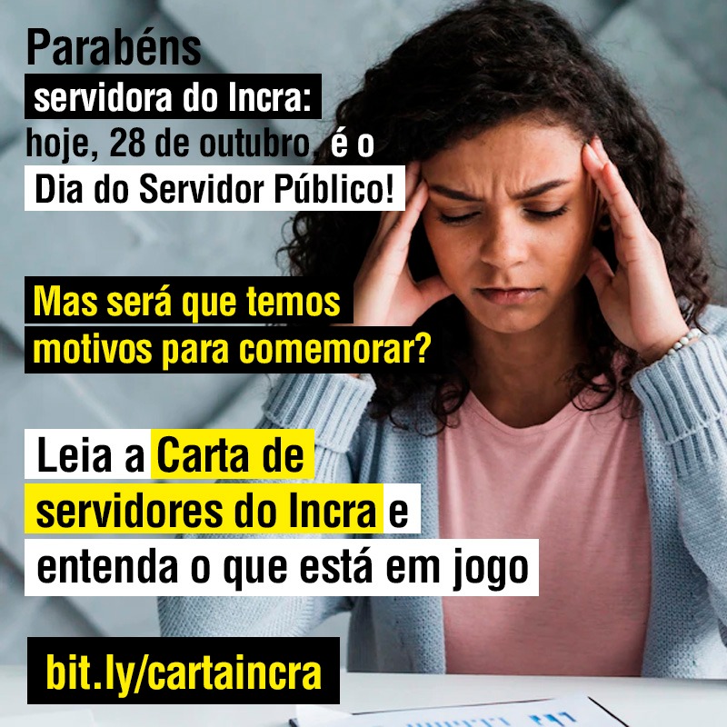 CNASI_AN's tweet photo. EM MEIO À ELEIÇÃO PRESIDENCIAL, CARTA DE SERVIDORES DO INCRA EXPÕE SITUAÇÃO DE ÓRGÃO
Servidores lançam carta com 600 assinaturas apontando equívocos, direcionamentos e prejuízos causado aos públicos da autarquia, às políticas públicas e seus profissionais https://t.co/SuW3wE61ki https://t.co/UwWVKIwFtf