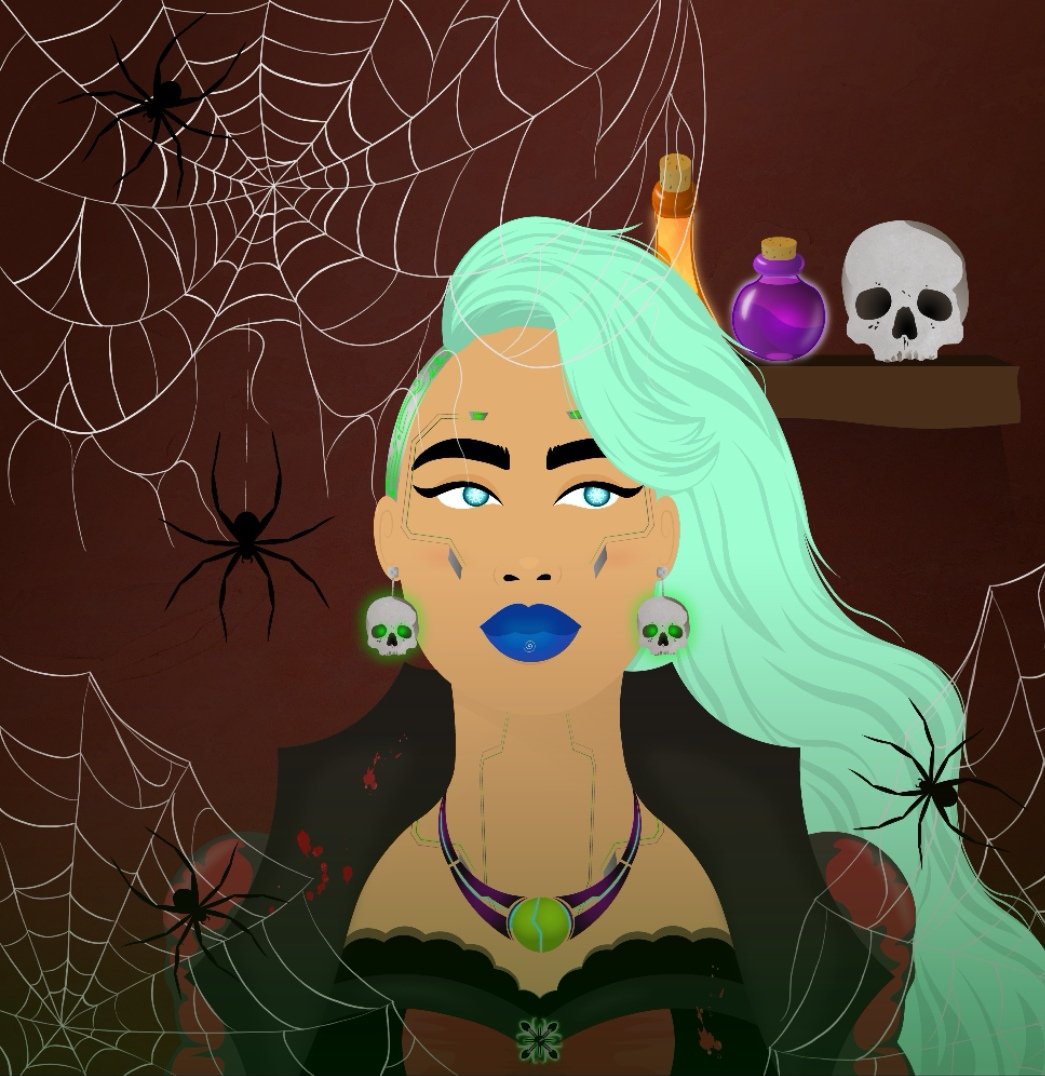 Liille_8's tweet photo. My new cool and spooky outfit from @worldofwomennft 🎃🖤#HallWoWeen #Wowfollowwow ✌️ https://t.co/tXx5dijHTs
