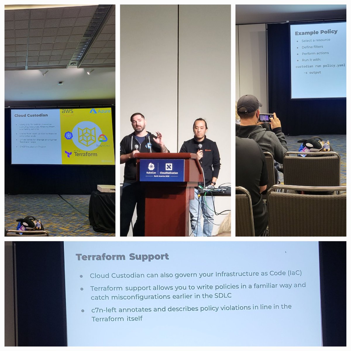 stackletio's tweet image. Thanks to everyone that stayed for #cloudcustodian session and the great questions #KubeCon.