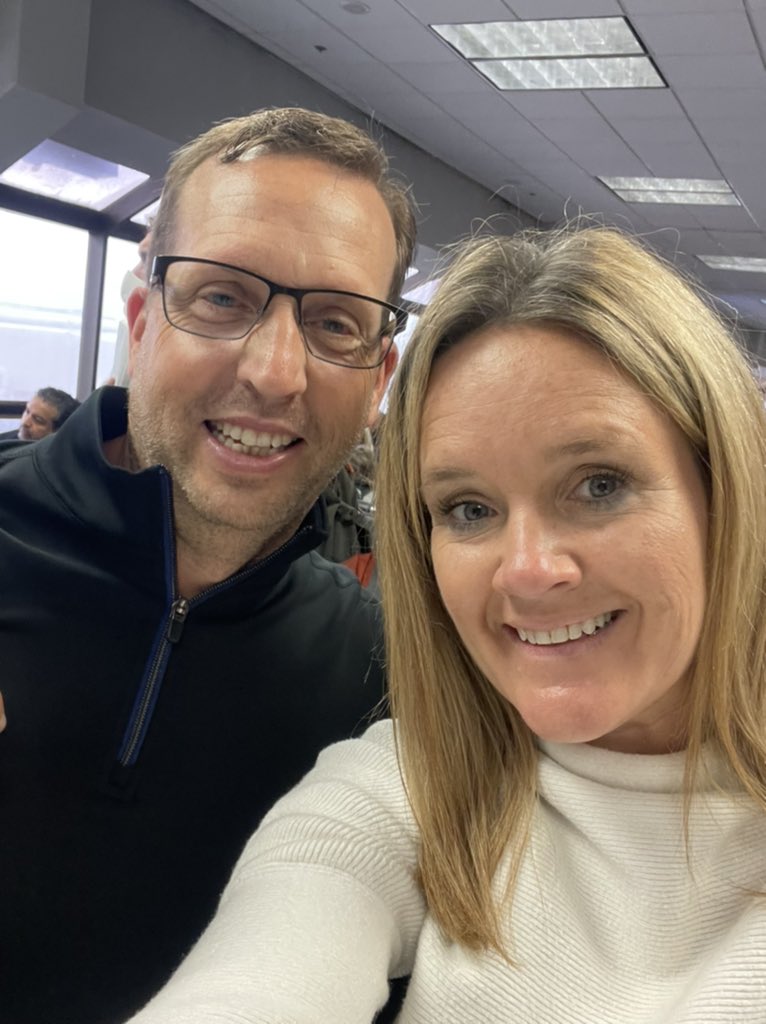 MrsNorgart's tweet photo. One 40th bday party cancelled this summer, suppose to leave at 5pm today…flight canceled at 12pm today. We busted our butt to make it standby and here we are boarding a flight to finally make it happen! @norgart @AmericanAir #40thbday #loveandchaos https://t.co/CGK5KaXb39