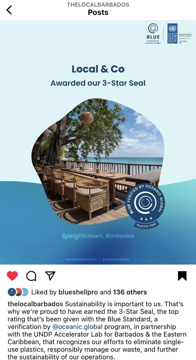 The @UNDPAccLabs is working with #tourism partners in 🇧🇧 & 🇩🇲 to highlight & celebrate their sustainability efforts and award a #sustainable verification seal - BLUE w/ @OceanicGlobal : ⬇️ single - use plastics, sourcing local food, seafood & fish, waste mgmt plans + more ✅