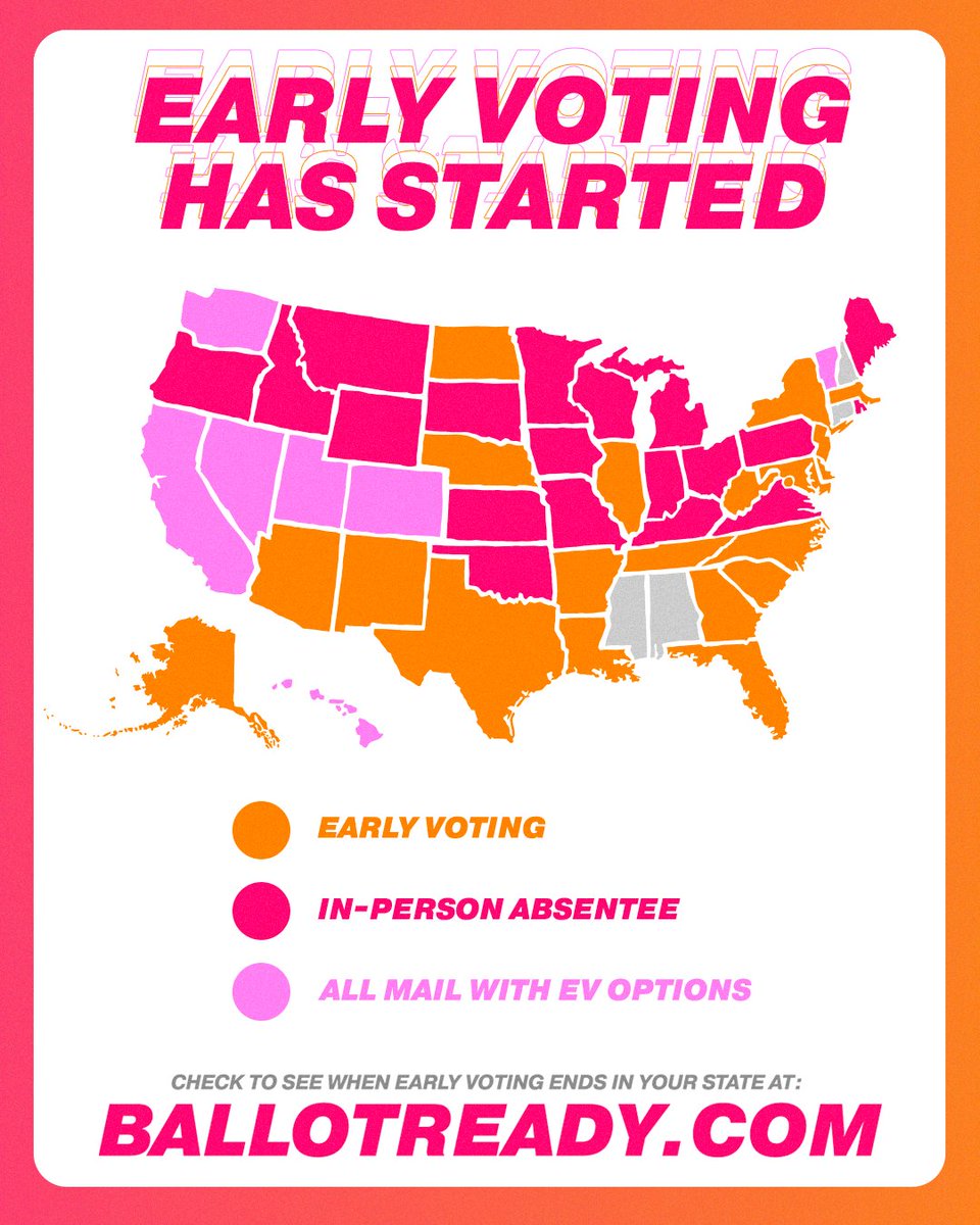 Tinder's tweet photo. Get your ballots in ahead of time with early voting! 📨 Check all early voting requirements for your state at https://t.co/H4VehZ8FLA! #VotingIsHot🔥 https://t.co/yFooD9EdQV