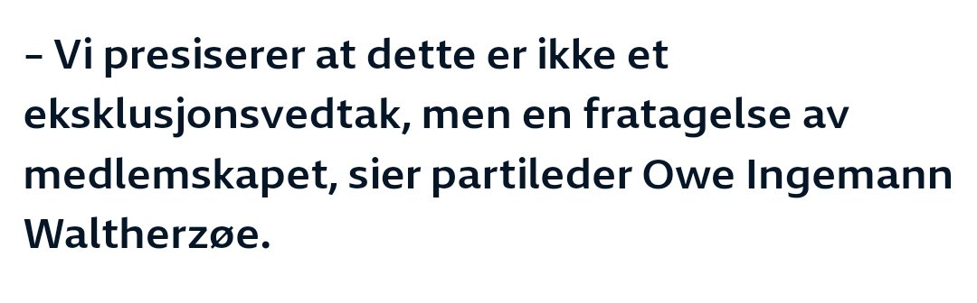 Hva skiller et eksklusjonsvedtak og et vedtak om "fratagelse av medlemskap"? 

nrk.no/sorlandet/nils…