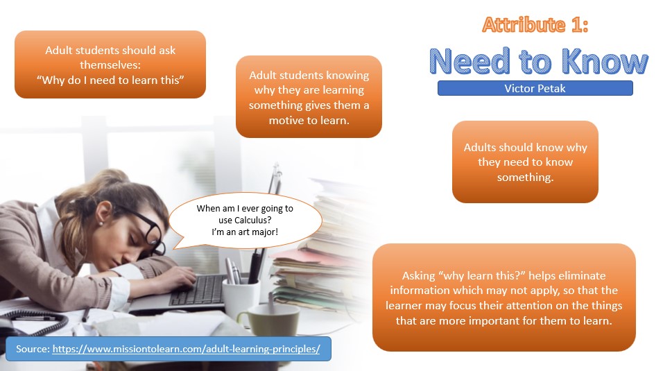 lizvisual1's tweet photo. I ❤️ Victor's Attribute 1 map due to its points about why adults should ask why they're learning something, its color contrast, and its sleekness! I also enjoyed their anecdote about their experience with two classes as an undergrad that shows #1's importance! #ALmastermind https://t.co/gOadx62zvo