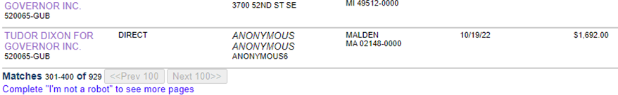 Yeah last I checked you can't take campaign contributions anonymously.