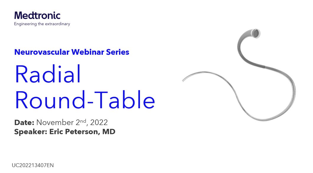 Medtronic Neurovascular (@medtronic_nv) on Twitter photo Join us on November 2nd as we host a Radial Access Round-Table with Dr. Eric Peterson, MD. <a href="/braincutter/">Eric Peterson</a>
Register Here: bit.ly/3DmmLqH
Risk Info: bit.ly/3sHy4Vk Join us on November 2nd as we host a Radial Access Round-Table with Dr. Eric Peterson, MD. <a href="/braincutter/">Eric Peterson</a>
Register Here: bit.ly/3DmmLqH
Risk Info: bit.ly/3sHy4Vk