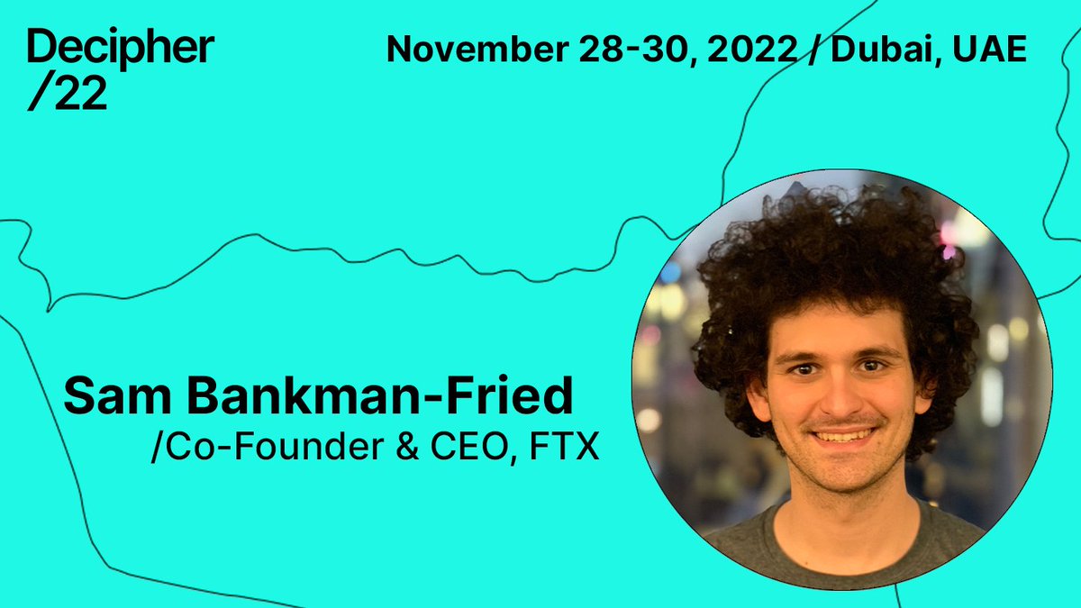 Co-founder &amp; CEO of <a href="/FTX_Official/">FTX</a> <a href="/SBF_FTX/">SBF</a> will be speaking at this years <a href="/DecipherEvent/">Decipher 2022</a>
Register today → eu1.hubs.ly/H022vKy0
#Decipher2022 #greencrypto #shapethefuture #algofam