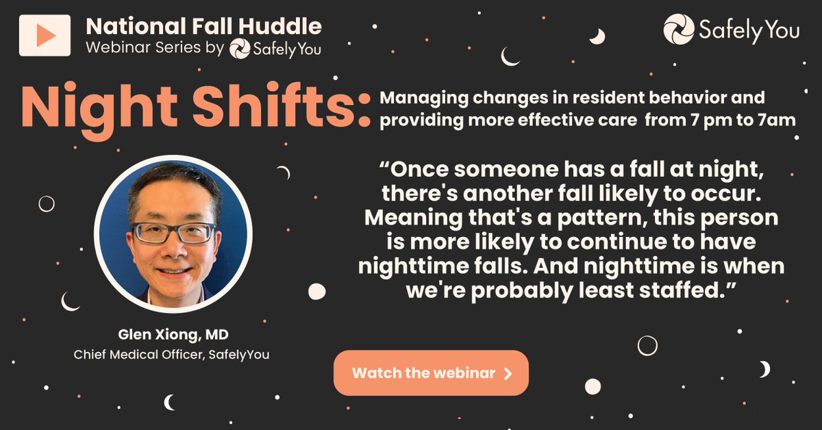 Watch the webinar to see how to reduce falls overnight, provide more effective care from 7 pm to 7 am, and help put an end to unwitnessed and untreated falls in senior care. info.safely-you.com/nfh-oct-2022 #NationalFallHuddle #FallPrevention #SeniorCare #SeniorSafety