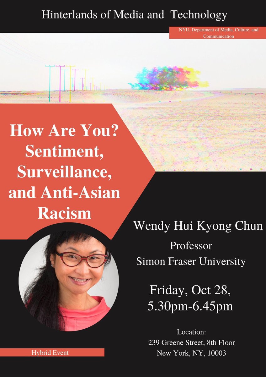 postmanconf's tweet photo. We are so excited for our keynote speech by Professor Wendy Hui Kyong Chun (⁦@whkchun⁩)!! For those who registered, please join us in-person or via zoom at 5.30pm today! https://t.co/hoahhtQrko