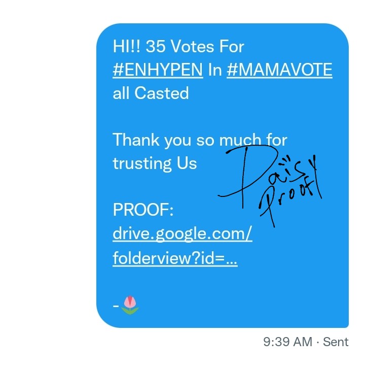 💕 35 FOR FOR #ENHYPEN IN #MAMAVOTE
💰PURCHASED BY:<a href="/JLYN21024740/">J.LYN</a>

THANK YOU SO MUCH FOR TRUSTING US 😘

PROOF ALREADY SENT TO <a href="/JLYN21024740/">J.LYN</a>