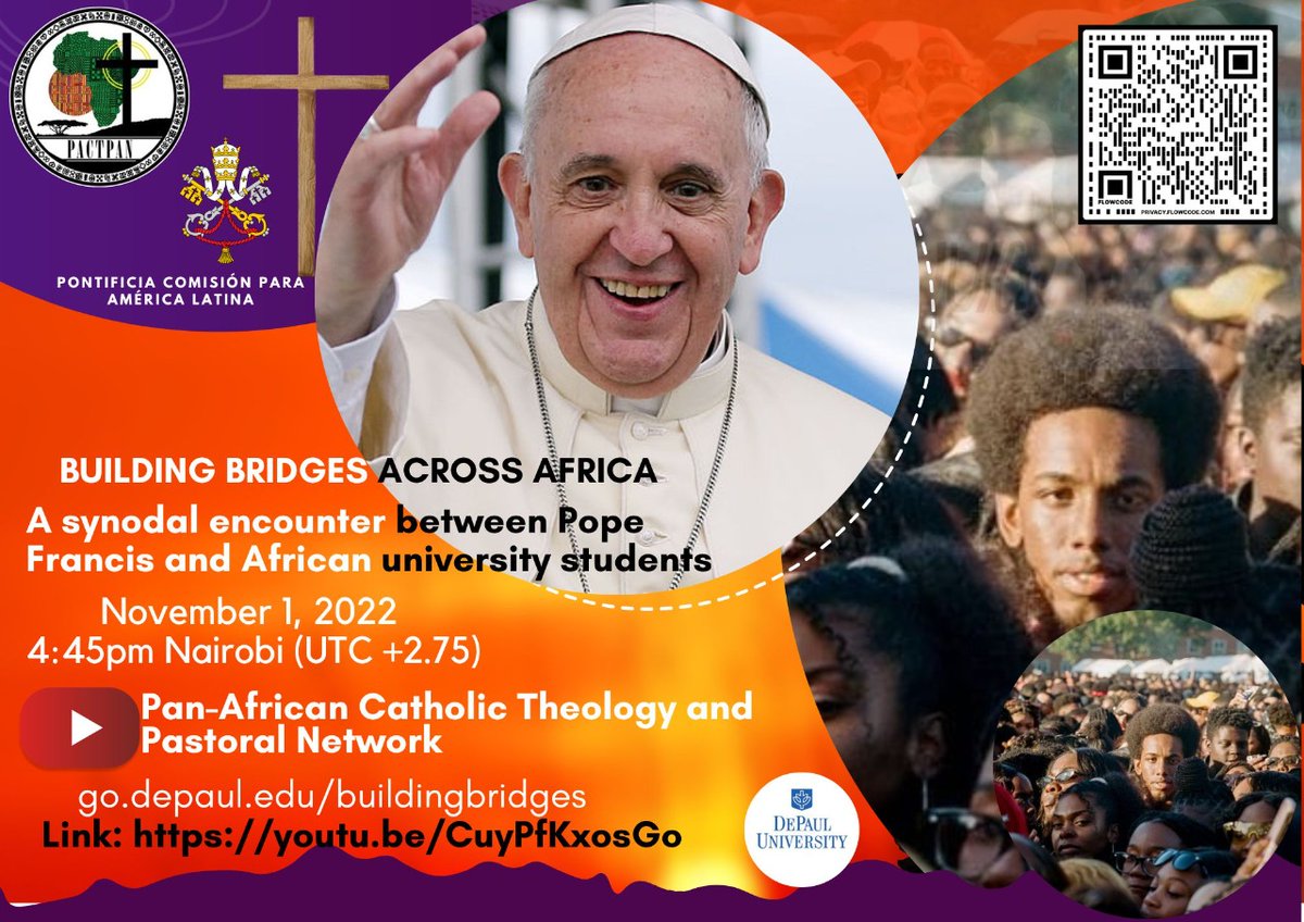 LoyolaIPS's tweet photo. Please join us at the next virtual live event with @Pontifex:  Building Bridges Across Africa: A Syndol Encounter between Pope Francis and African University Students will be held on Nov 1 at 3pm Rome time.  @BuildingBAfrica @CudaEmilce @CelamWeb @vaticannews_es @VaticanNews https://t.co/8tOciFEHME