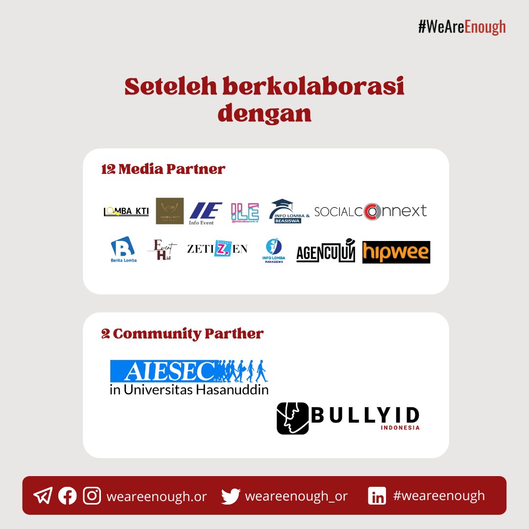 weareenough_or's tweet photo. [We never say goodbye but we say see you around!]

Setelah 6 bulan bekerja bersama, saatnya untuk mengapresiasi kerja keras yang dilakukan oleh 39 pemuda yang berdedikasi pada setiap kegiatan WAE!

WAE bangga menjadi bagian perjuangan para staff dan komunitas yang terlibat! https://t.co/X94zlkdmNn