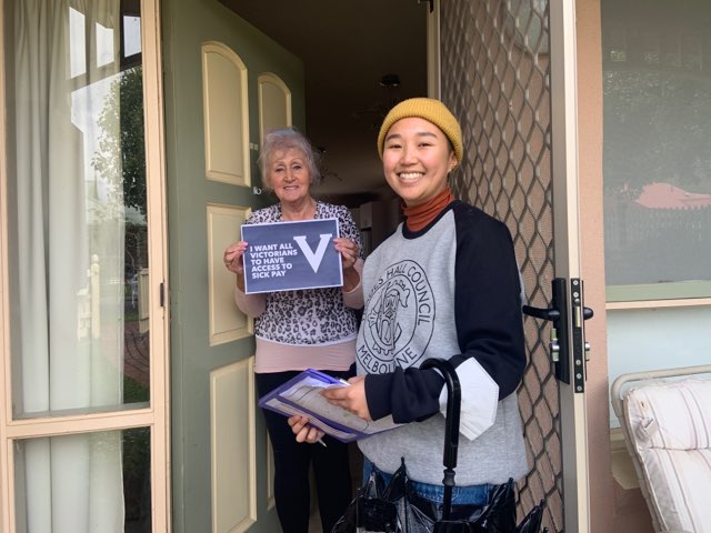 Great day doorknocking out in Ballarat, heaps of folks pledging to vote for candidates that support sick pay for casual workers! ✊ #SpringSt #VicElection2022 #PutTheLiberalsLast