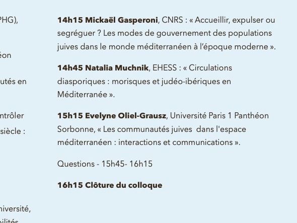 Nos collègues <a href="/APHG_National/">APHG</a> et <a href="/histoiremoderne/">ahmuf</a> organisent une JE d'études le jeudi 17 novembre sur "Communautés et mobilités en Méditerranée, XVe-XVIIIe siècles" au Lycée Louis le Grand. 
Inscription obligatoire à l'adresse suivante :
forms.gle/JTnphHgvVgGP2m…