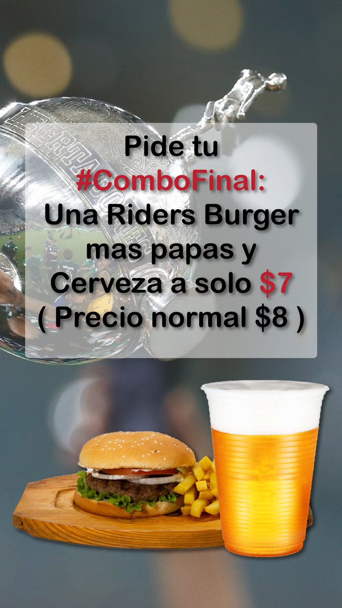 RidersBurgerGye's tweet photo. Tienes Plan este sábado? Desde las 14h00 tendremos algo especial, @RidersBurgerGye y #LaEsquinaUrdesa te tenemos el #ComboFinal para que disfrutes de una deliciosa #RidersBurger con papas y una cerveza a un precio de Locura y puedas ver el partido de la final de la Libertadores! https://t.co/KVKiQyEuFk