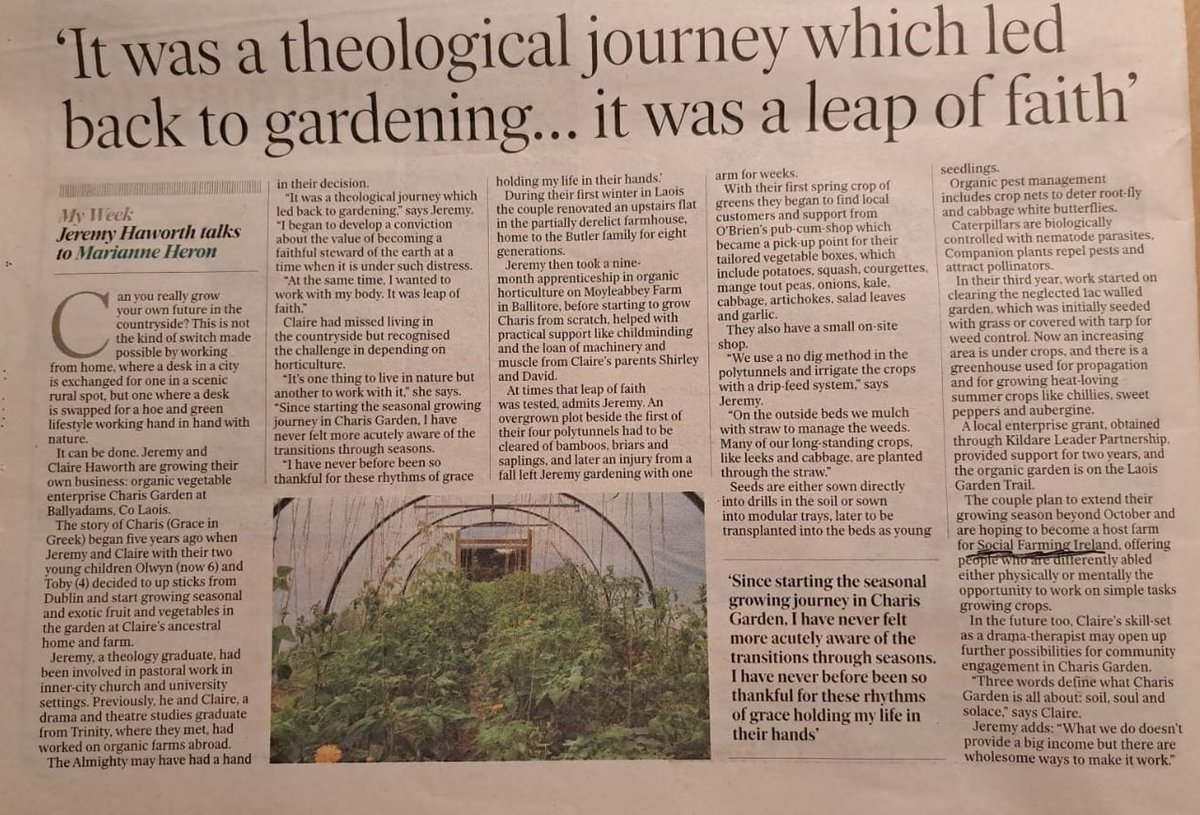 Lairdhse06's tweet photo. Jeremy &amp; Claire Haworth talk about their journey to producing, gardening and to #SocialFarming on their farm Charis Garden Ballyadams Co. Laois @laoispartner https://t.co/wxE4RUuEOt