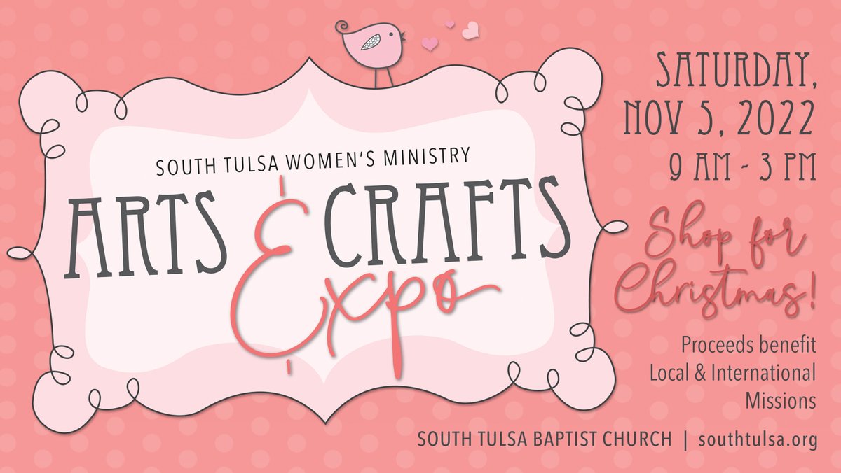 Our Women’s Ministry Arts &amp; Crafts Expo is Saturday, Nov. 5, 9 am - 3 pm, with over 90 vendors! Enjoy the great shopping, food trucks, and basket auction. All proceeds go to our Student Mission Trip to Guatemala. Come and do some holiday shopping and support a great cause!