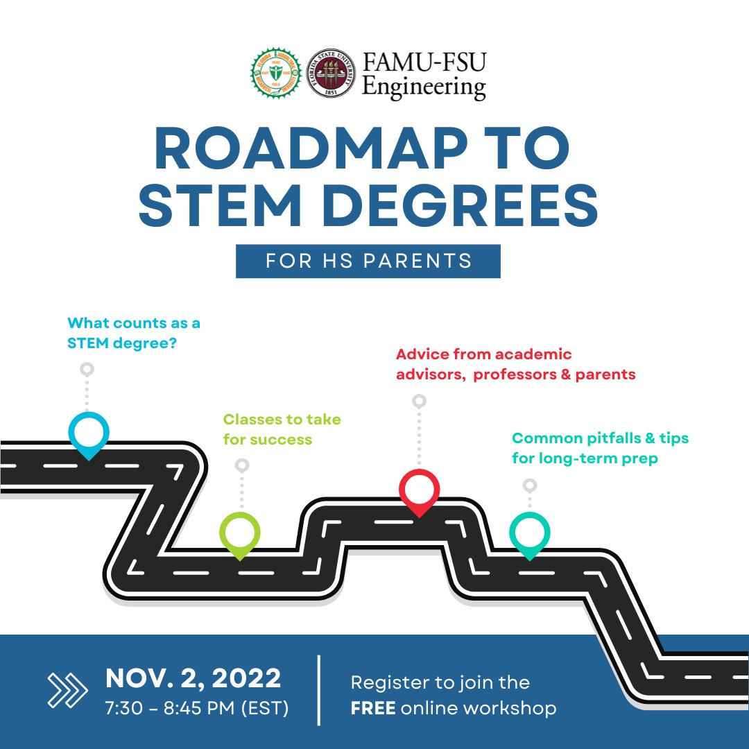 FAMUFSUCOE's tweet photo. Parents! We're going beyond the FL graduation requirements and sharing all the tips & tricks your student needs to succeed at a #STEMdegree. Register:
HS parents (11/2): https://t.co/R2hzcUI7tC
MS parents (11/9): https://t.co/fqX15mkq1r
#STEMeducation #studySTEM #collegeprep https://t.co/kqjbCdsxMS