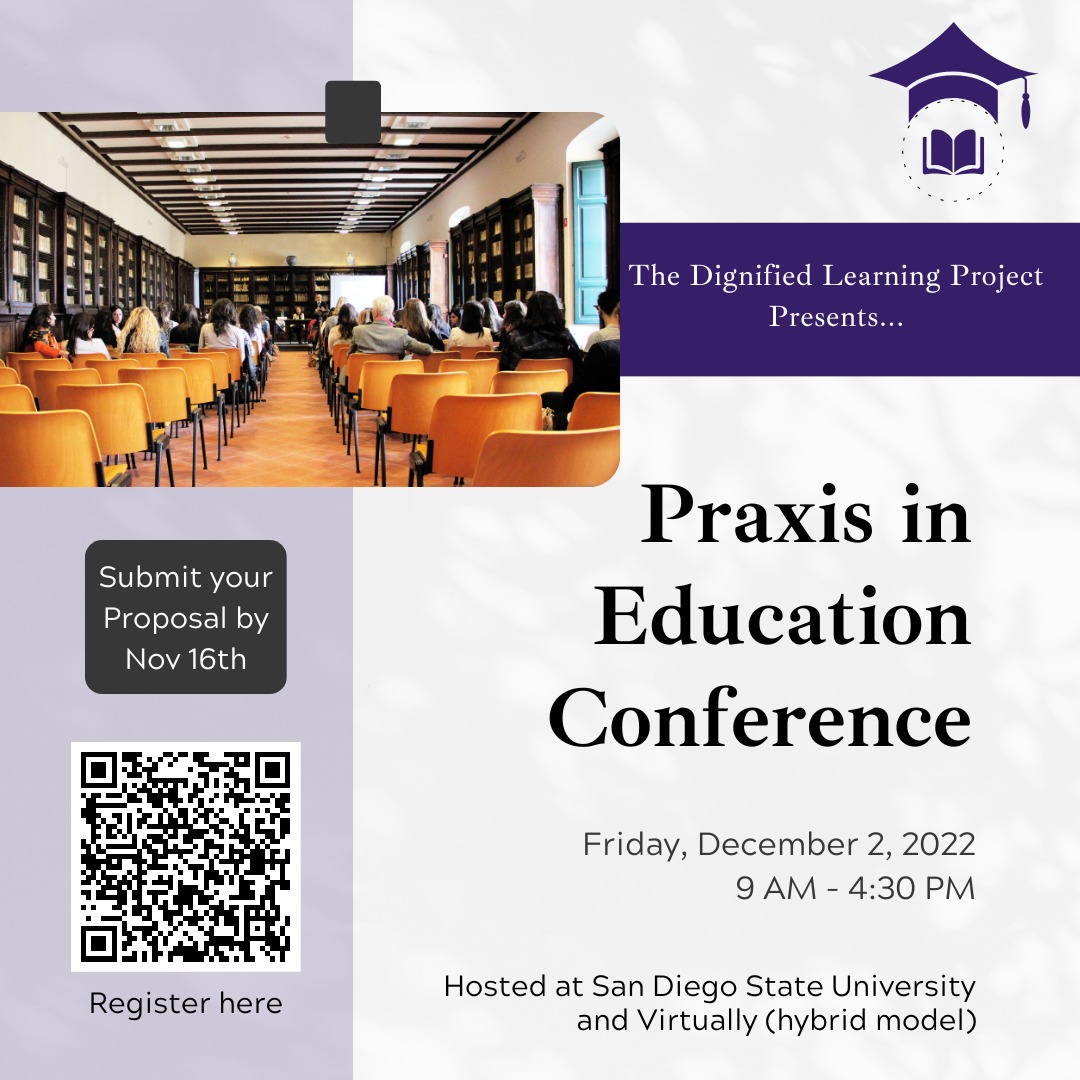 DignifiedLP's tweet photo. We would love for you to submit your abstract or attend our annual conference.
To register: https://t.co/0nmIZrieUf
#conference #nonprofit #sandiego #sandiegoconference #sdsu #sdsustudents #students #education #criticalpedagogy #Educationconferences #community https://t.co/bFKMXfUFXN