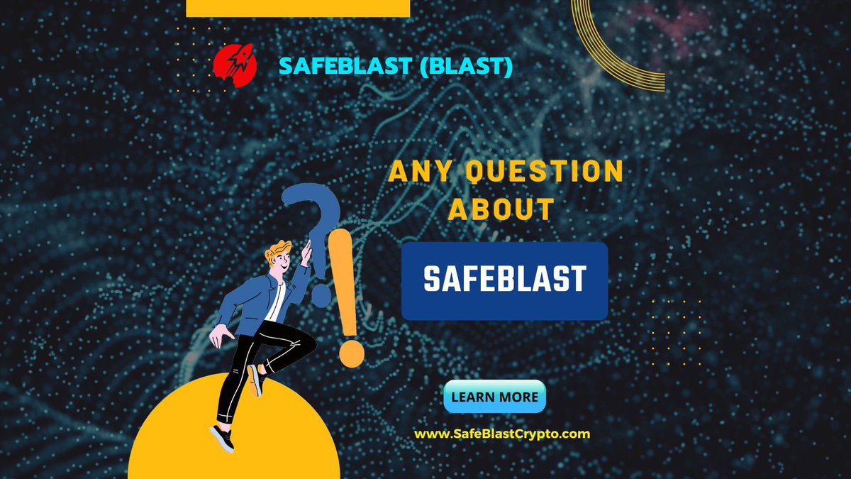 SafeBlastAfrica's tweet photo. Any questions about SafeBlast?
Click this link and learn more https://t.co/qSyxUPA87c
#BLAST #SafeBALST #PancakeSwap #Blasttoken #win #P2E #ETH #tothemoon #Bullish #SafeBlast #P2E #win https://t.co/Rw5EcttsyR