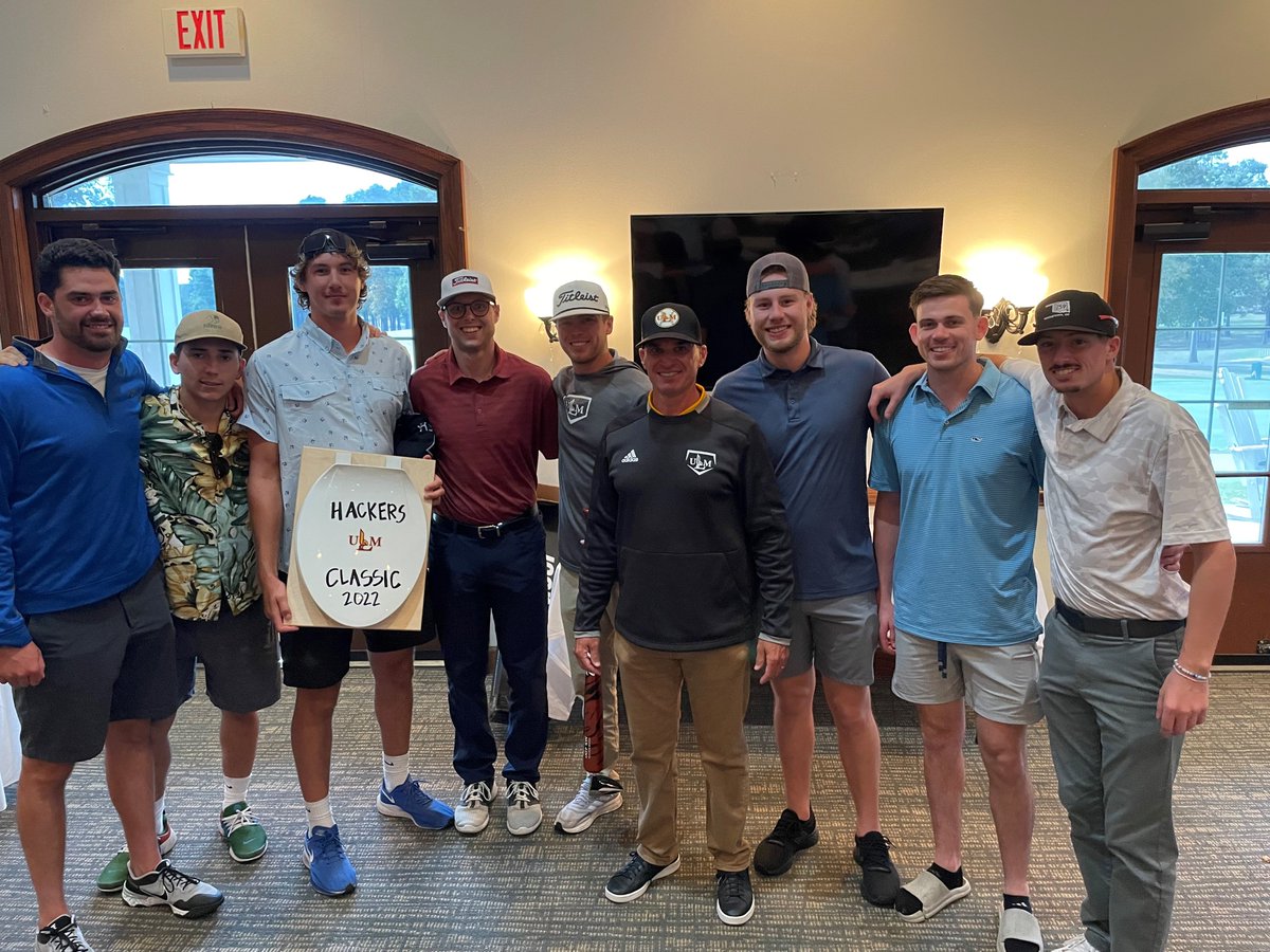 ULM_BSB's tweet photo. Thank you to everyone who supported this year’s Hackers Classic!

First Place Team: Jeff Laudenheimer, Al Hayward, Ron Shemwell, Dale Cagnolatti

Longest Drive: Andrew Beasley

Last Place Team: Mason Holt, Lucas Wepf, Tyler Lien, Nate Miranda

#TalonsOut https://t.co/0ege6nflr2