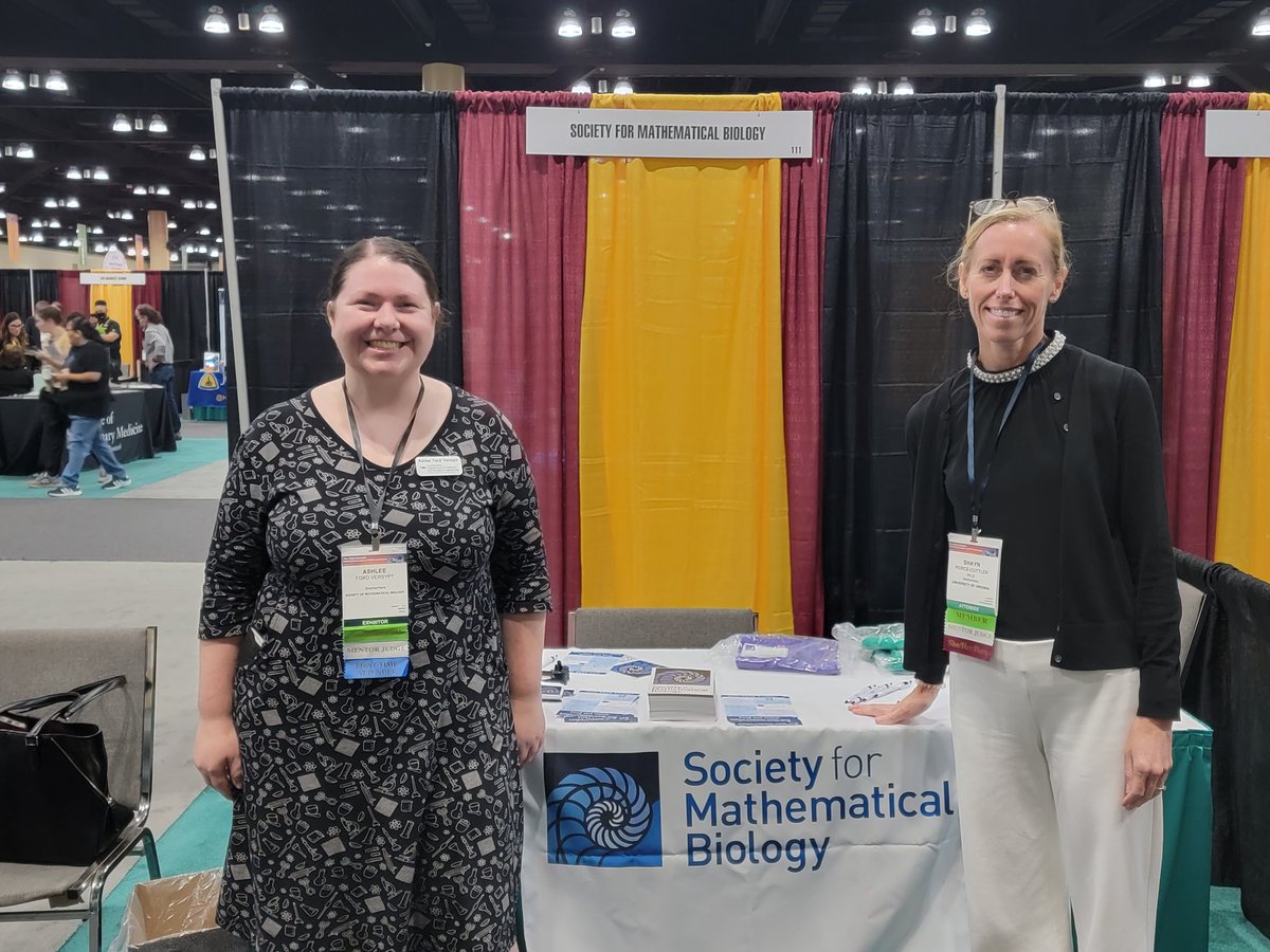 Got some help in the last stretch of the @SMB_MathBiology booth at #NDiSTEM2022 by life member @shaynpc Dr. Shayn Pierce-Cottler and a ton of great ideas by Dr. Carrie Diaz Eaton @mathprofcarrie. We look forward to connecting with many sacnistas through SMB!