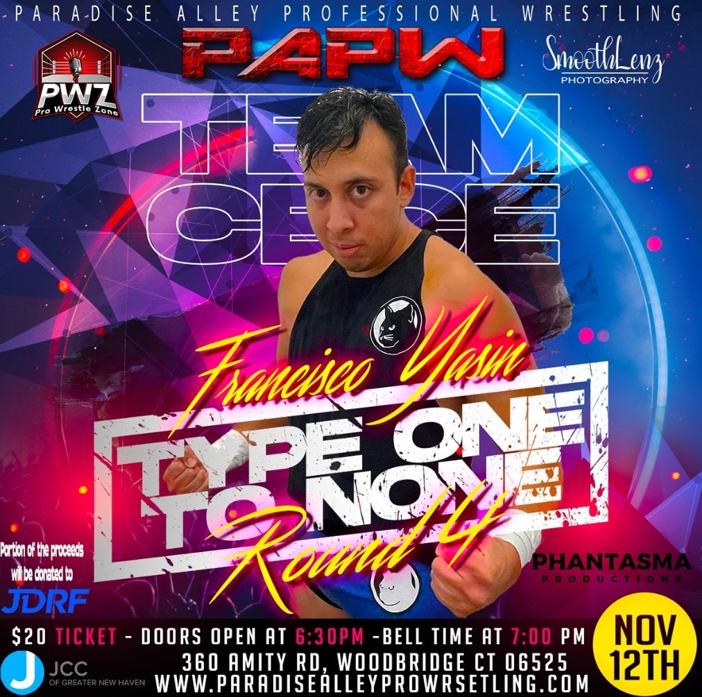 Official_PAPW's tweet photo. 🚨Talent Announcement🚨
@SlyCatFrancisco makes his @official_papw Debut @ #Type1ToNoneRound4 from the Rhodes Wrestling Academy looks to make an impact in PAPW.
Saturday Nov 12th,JCC Of Greater New Haven 360 Amity Rd. Woodbridge,CT
Doors:6:30pm Bell Time:7pm
Tix:$20 @ Door https://t.co/NPoXSGZWbR