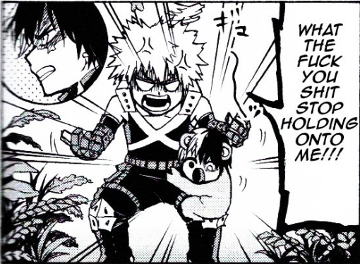 EliniTort's tweet photo. "Bakubowl isn't real," they said, yet the moment 1A were turned into animals, Todoroki refused to let go of Bakugo's waist, Deku glued himself to Bakugo's boobs and Kirishima jammed his face into Bakugo's crotch. https://t.co/2LIWbcKucA