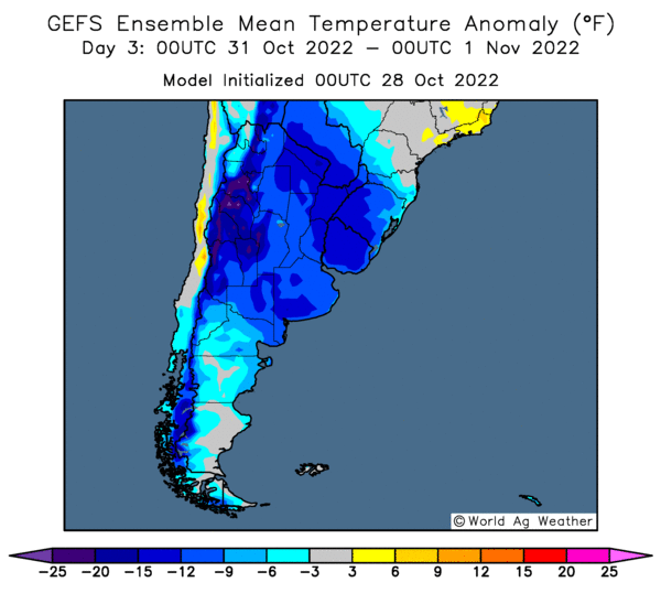 ClaudioGianni's tweet photo. Comienzo de la  próxima semana. Alto riesgo de heladas para varias zonas de la Argentina. Mucha preocupación en el sur de Brasil y también en Uruguay... https://t.co/4jzthS5nGB