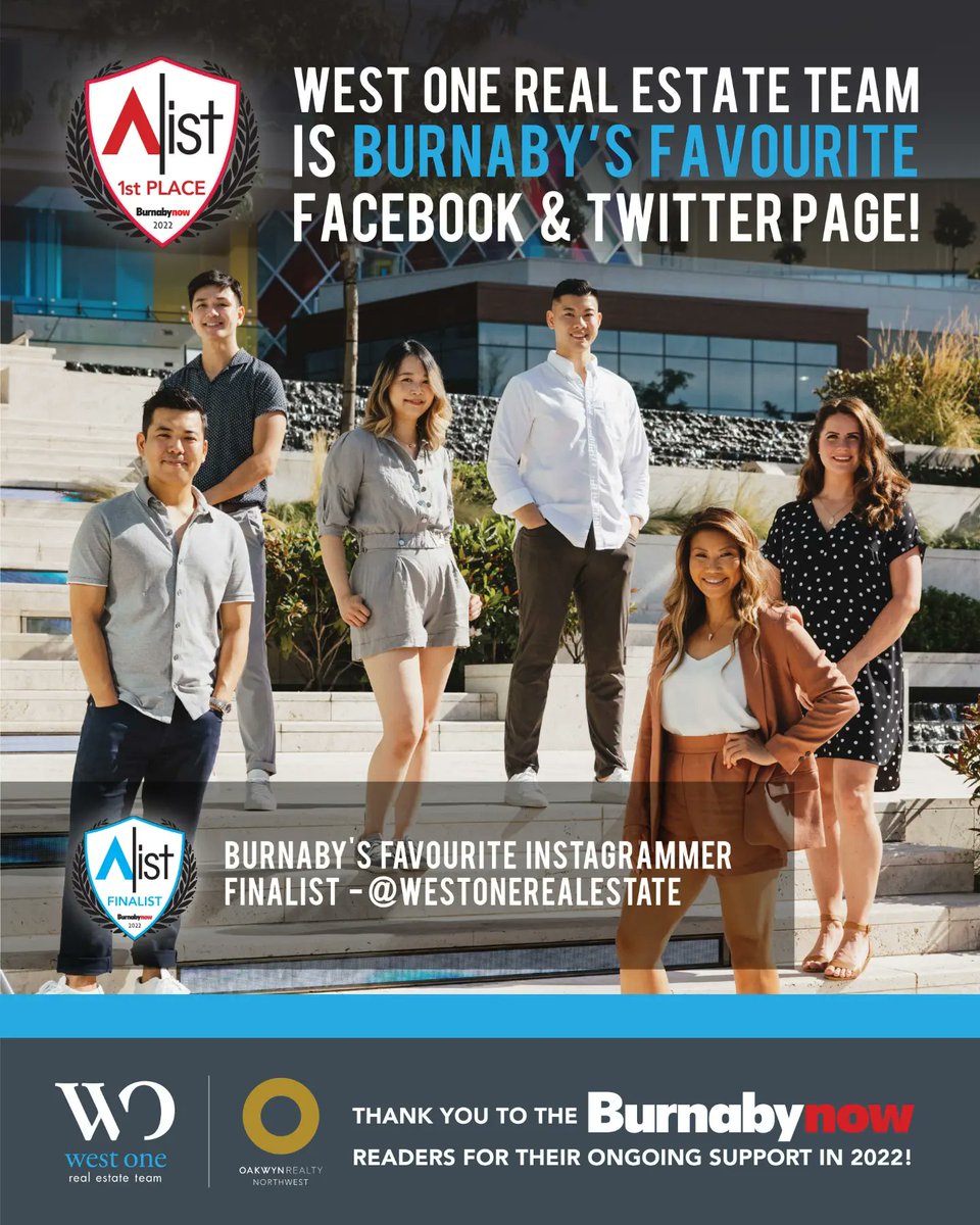 WestOneTeam's tweet photo. 🍾 We're so excited to announce we've won 5 awards from Burnaby Now's A-List Awards @BurnabyNOW_News. Thank you our community for your votes and incredible support this year! Congratulations to all the winners 🏆 👏 https://t.co/yxkwZPdKZL