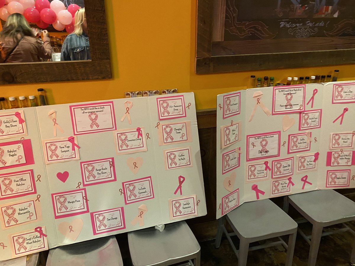 The NBTO hosted a great night at Del Fuego in Babylon￼ to raise money for the Babylon Breast Cancer Coalition￼. The event where is ran by the PR Committe, headed by Mrs.Rivera. ￼They auctioned apx to 40 gift baskets that were donated by local businesses and faculty &amp; staff. 💗