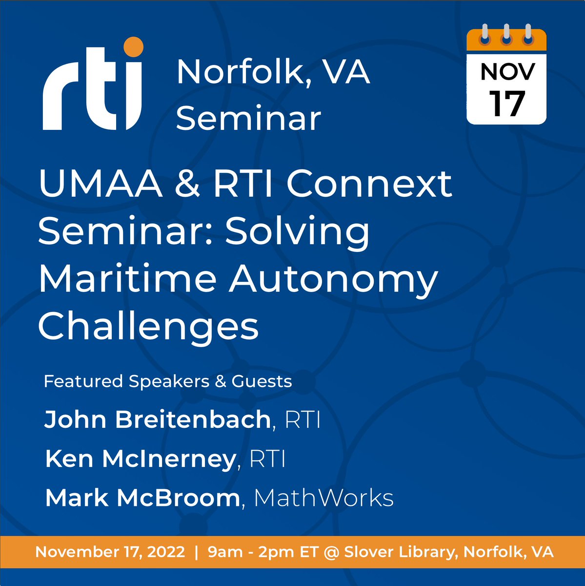 rti_software's tweet image. Join RTI and MathWorks as we explore the unique challenges of creating unmanned and autonomous maritime systems. Lunch will be provided. Find out more and register to attend here! rti.com/umaa-rti-conne…

#RTIConnext #Connext #MathWorks #UMAA #USNavy