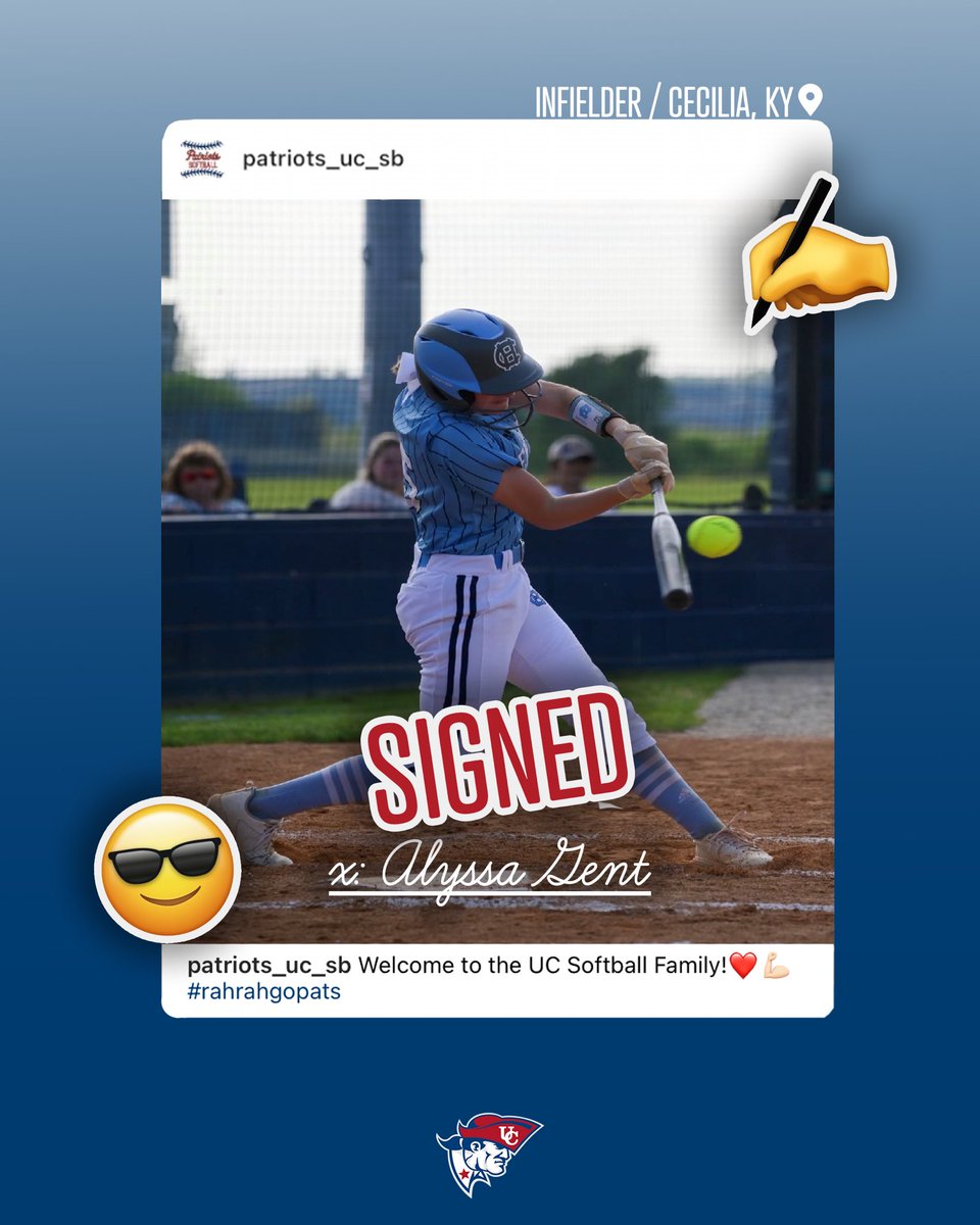 We would like to officially welcome Alyssa Gent to the UC softball family, as she signed her NLI today! Go pats!💪🏻🥎