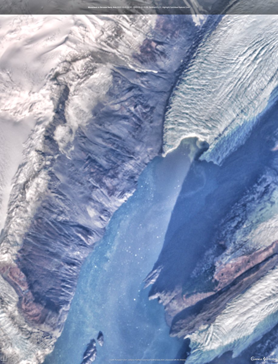 ar_etsch's tweet photo. @gomer2323 @akdggs @PhilipMunger Movement in the area of #BarryArm,  almost in the middle of #Anchorage and #Valdez #Alaska 

It also clear visible from space 📸🛰Sentinel-2 2022.10.23

Footage: @CopernicusEU @sentinel_hub https://t.co/P3akqH7W6d