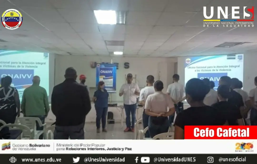 #VenezuelaTierraDePaz 🇻🇪 Inducción por la oficina nacional para la atención integral a las víctimas de violencia (ONAIVV) en Cefo UNES Cafetal a nuestros estudiantes, personal administrativo, docentes y oficiales de planta, explicando los tipos de violencia. <a href="/lacamer/">GRAL LARRY CARRERA</a> @DttoUnes1