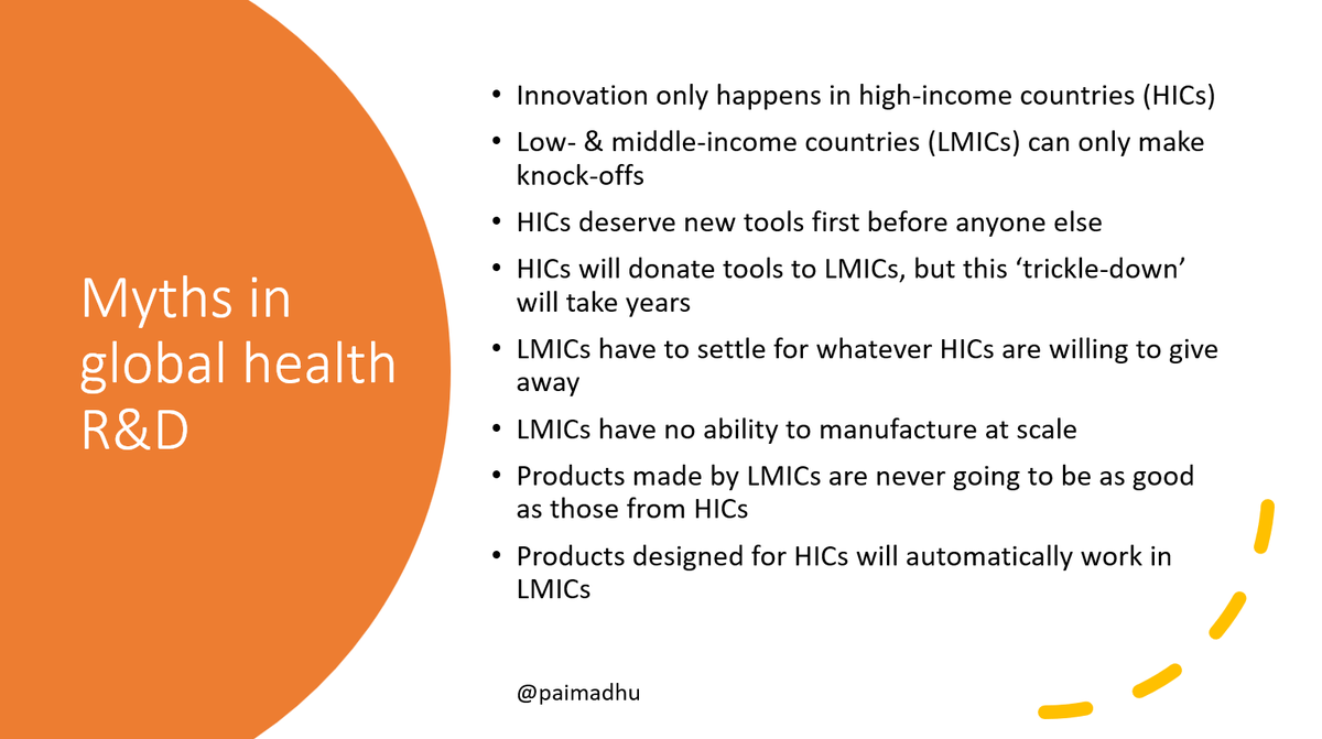 I was recently asked about 'decolonizing' global health R&D (research & development of new tools) To even begin tackling this, we need to first dismantle these myths 👇🏾