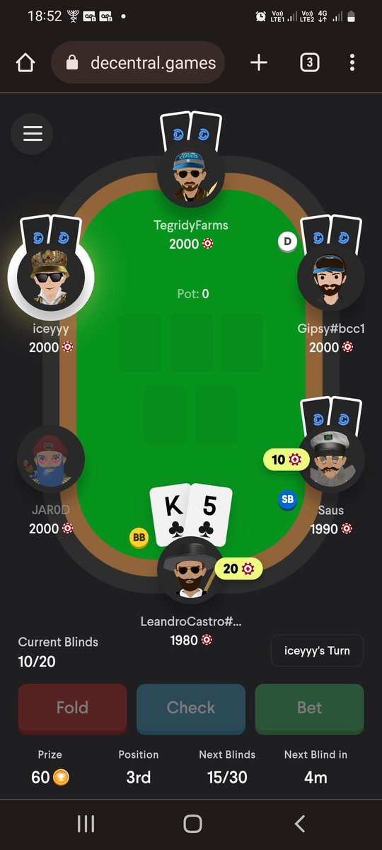 1st Anniversary of #ICEpoker!!! And here we are, celebrating this amazing project, playing the 1st SNG High Roller of the day with only legends of this game! @TegridyFarms31 @Jarod40020 @dg_saus Congratulation for all @DecentralGames team! You all making a great work on web3