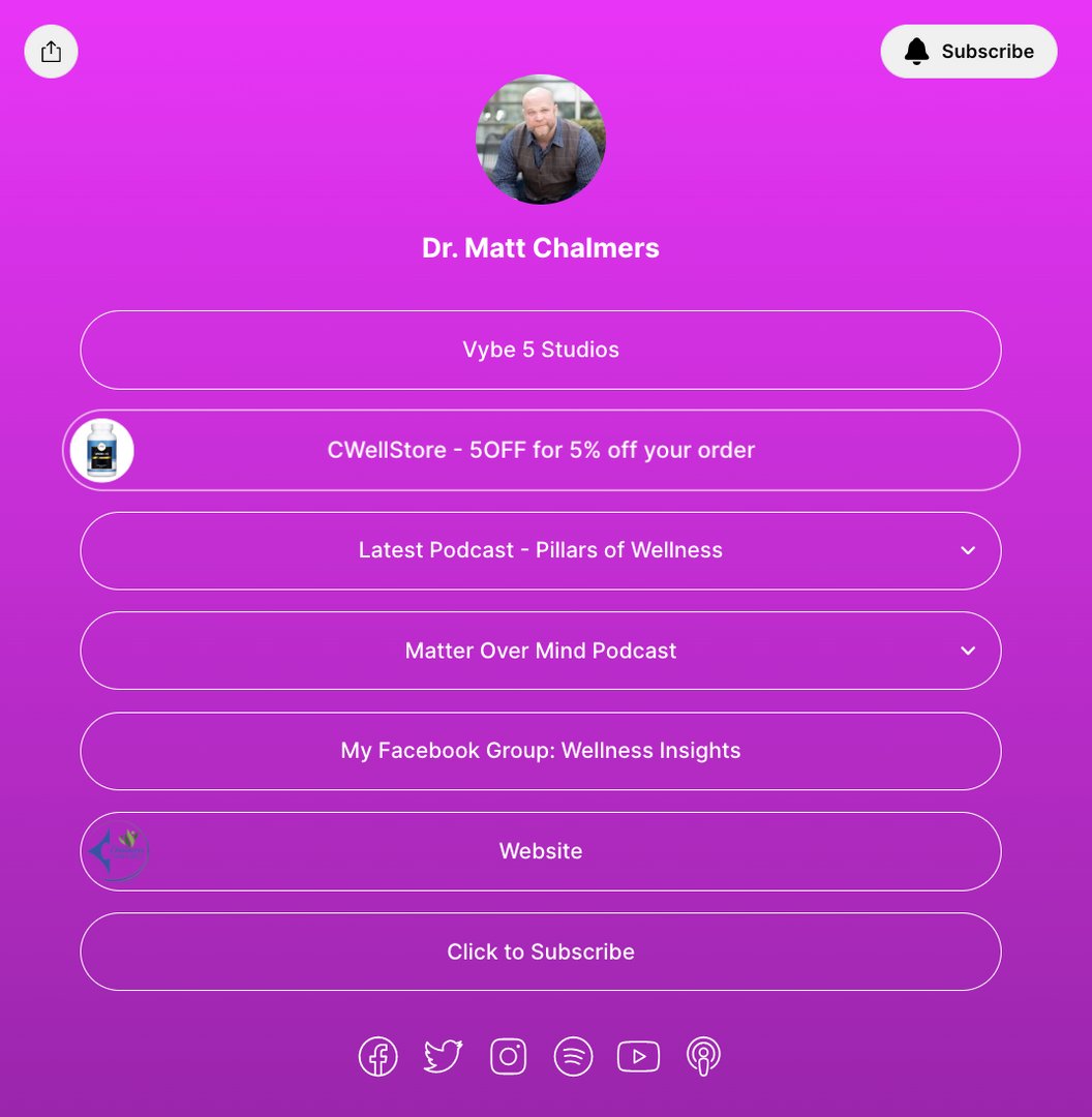 I'm on Twitter, Instagram, YouTube, Spotify and more! Visit the link below to follow me! ☑️ 

linktr.ee/DrChalmers1

#drchalmers1 #drchalmers #chalmerswellness  #podcasts #wellnesspodcast #pillarsofwellness