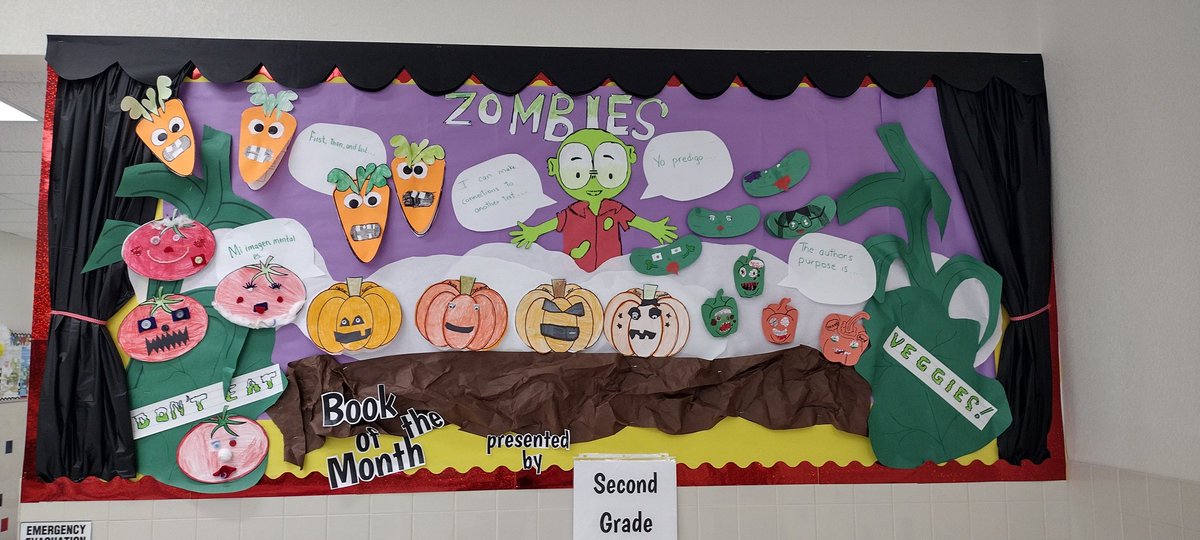 This week 2nd grade enjoyed #ZombiesDontEatVeggies and even Jaime Camil read to the students 😉 Our veggie zombies and BOM board was a success! #ItsAGreatDayToBeAJaguar <a href="/North_Loop_ES/">North Loop ES</a> <a href="/CPuga72/">C Puga</a> <a href="/loop_north/">NorthLoopLibrary</a>