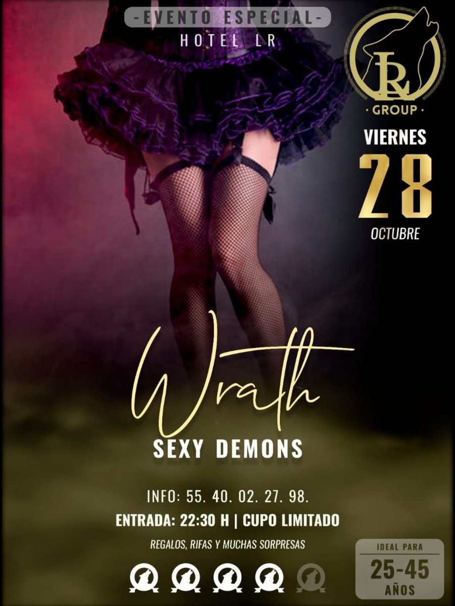 Hoy no te pierdas Wrath/Ira, una noche de Sexy Demonios 😈, última fiesta del pecado y su ruleta Habrá más de $25mil pesos en premios (y hoy todos ganan cuando menos un premio con valor de $700 pesos 🤩) 🎁Premio especial a la demonio más sensual 💃Triple show Últimos lugsres