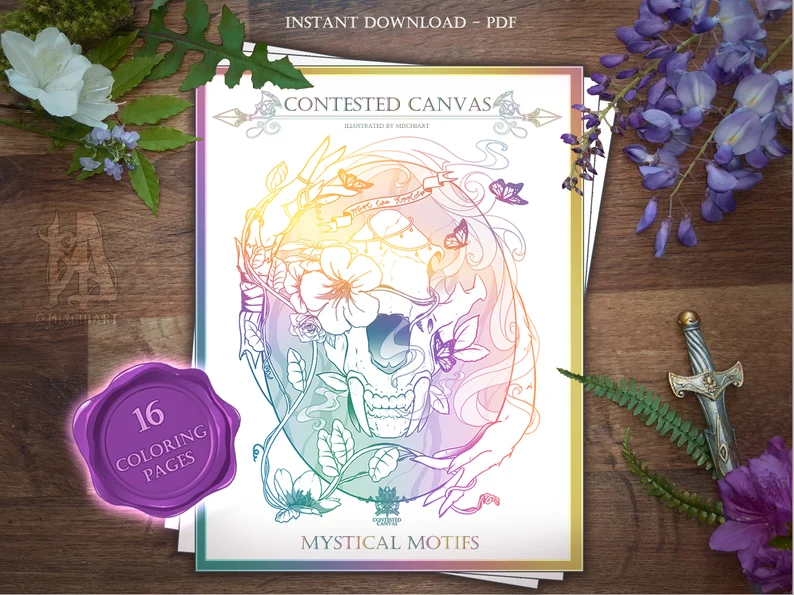 MischiArt's tweet photo. ⚔️ Do you like to color?  @ContestedCanvas is on Etsy w/3 full volumes (volume 4 on the way featuring coloring posters) &amp; individual coloring pages!  

I'm saving up for a new printer so all sales will go towards that.

Check 'em out (examples in thread): https://t.co/DsXX7Z7Ias https://t.co/XwFrT7ylEg