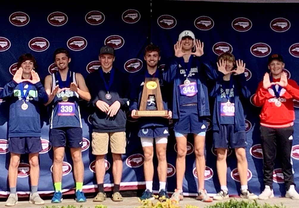 BACK 2 BACK! Congratulations to our Varsity Boys Cross Country Team &amp; Coach Trey Snide as we won the NCISAA 1A State Championship for the 2nd Year in a Row! Brady Bargfrede (2), Ben Gladieux (4), &amp; Colby Bargfrede (10), along w/ brothers Zach &amp; Peter Bartholomew! #COLTure 🐎🏃‍♂️🙌
