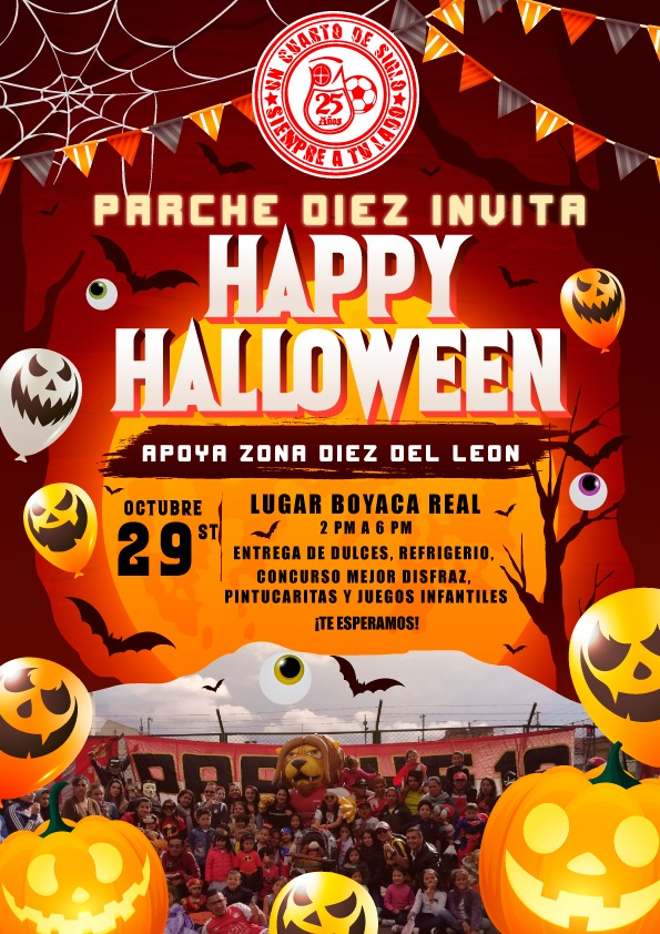 🎃🍭 Mañana empiezan las múltiples celebraciones de Halloween de nuestros parches, si estás cerca lleva al más pequeño de la manada 🧛🏻🧟🦸🧑‍🎤
Organizan: <a href="/Perdomo_Z19/">PERDOMO SUR CAPITAL</a> <a href="/FontibonDelLeon/">Fontibón Del León</a> <a href="/parchediez10/">PARCHE 10 PRESENTE</a>