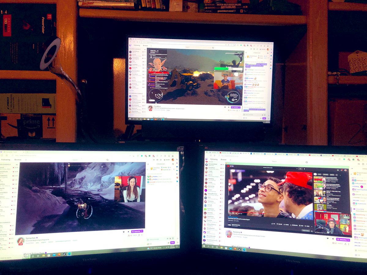 Multiple stream watching today 
Watching <a href="/FionaNova/">Fiona Nova</a> 24 Hour stream &amp; <a href="/kassemg/">kassem g</a> &amp; <a href="/ItsSpinachee/">Spinachee</a> at same time.