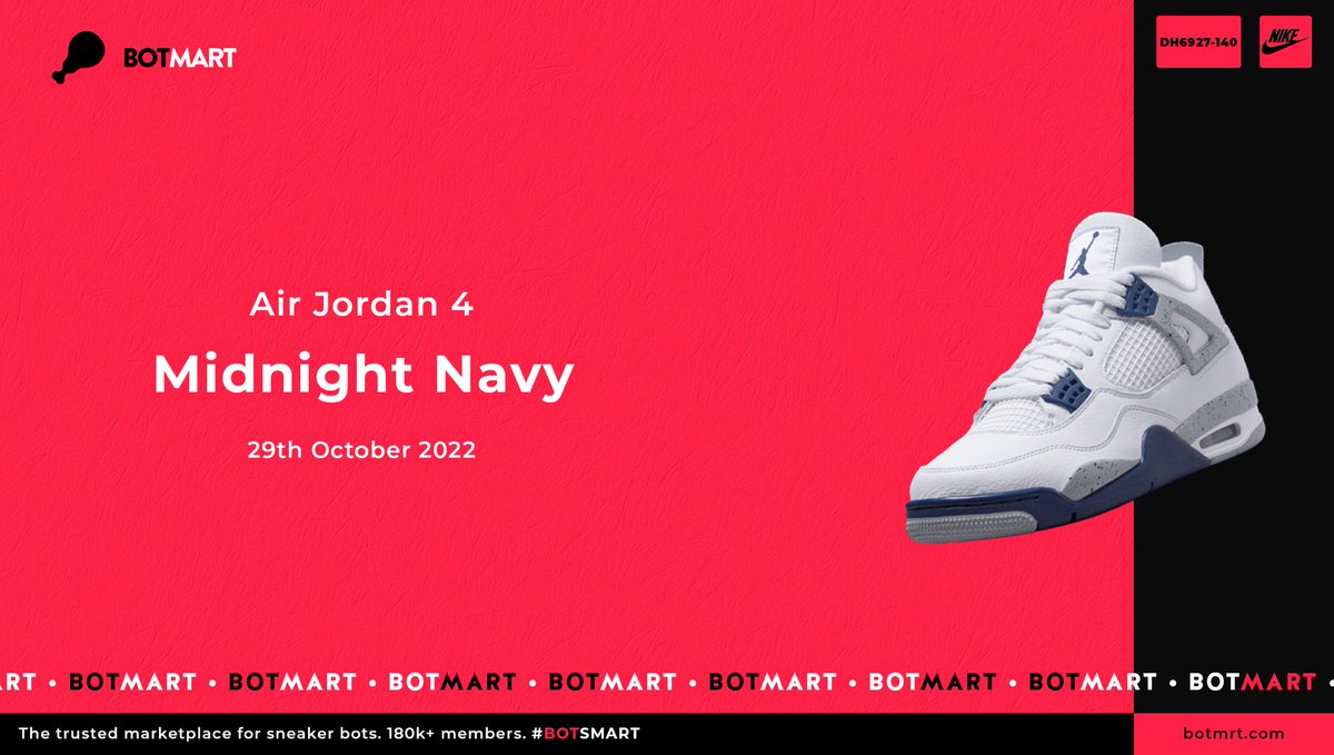 Coming tomorrow🌓

The Jordan 4 “Midnight” Navy makes it debuts tomorrow, Saturday 29th at an MSRP of $210/£180. Will you be going for them? Like+RT If so for good luck🎁

Need a bot for this release? Join discord.gg/botmart today to purchase your dream software🤖